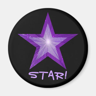Imã Frigorífico de estrela roxo 'STAR'! preto arredon