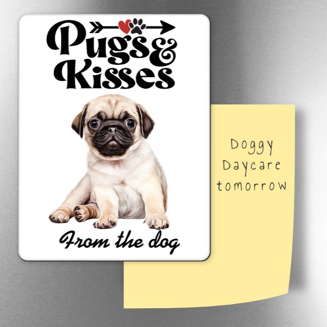 Ímã Frigorífico do Dia de os namorados Pugs e Kisses (Criador carregado)