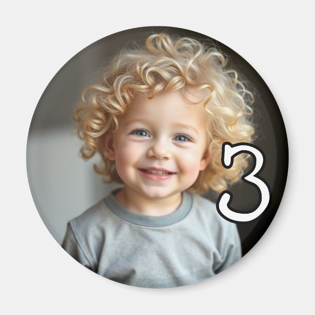 Imã Frigorífico Personalizado de Foto e Idade (Frente)