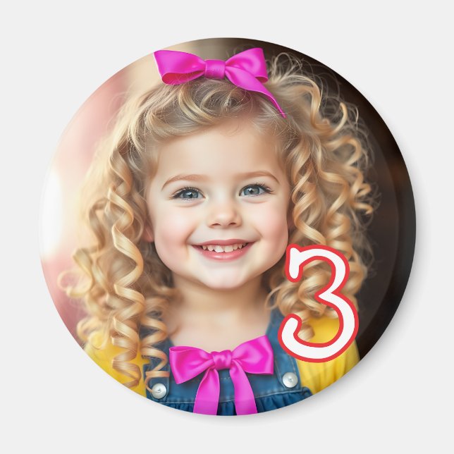 Imã Frigorífico Personalizado de Foto e Idade (Frente)