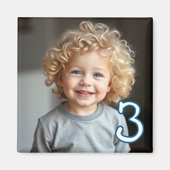 Imã Frigorífico Personalizado de Foto e Idade (Frente)