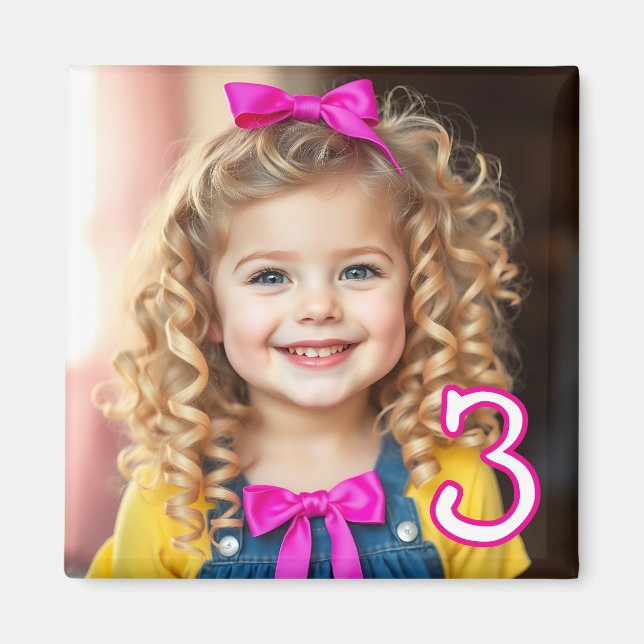 Imã Frigorífico Personalizado de Foto e Idade (Frente)