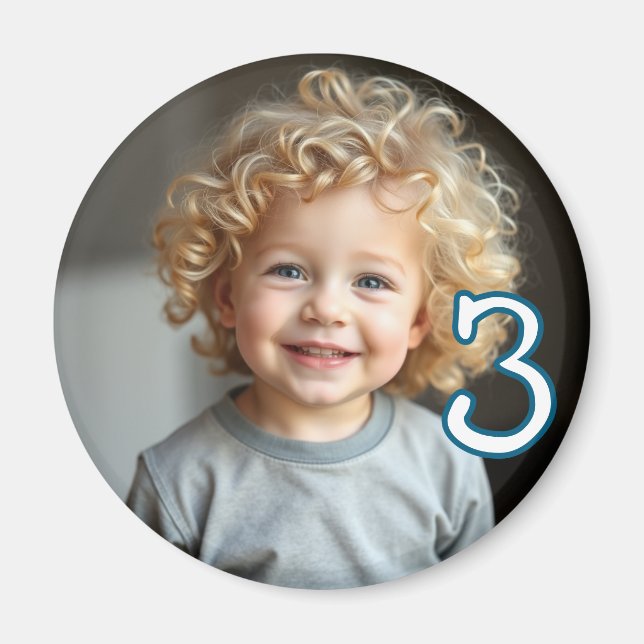 Imã Frigorífico Personalizado de Foto e Idade (Frente)