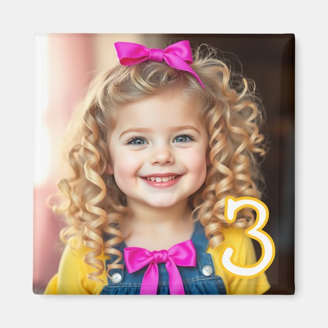 Imã Frigorífico Personalizado de Foto e Idade (Frente)