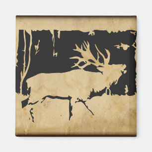 Imã Frigorífico Rustic Elk Wildlife Hunting Nature Ani
