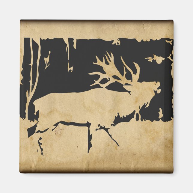 Imã Frigorífico Rustic Elk Wildlife Hunting Nature Ani (Frente)