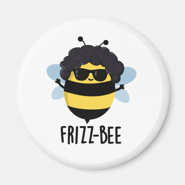Imã Frizz-Bee Engraçado Afro Bee Pun (Frente)