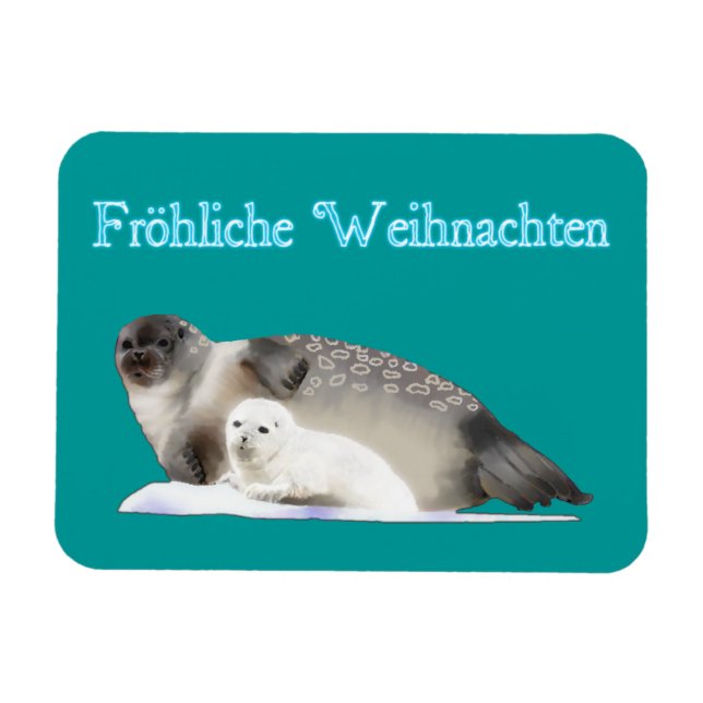 Ímã Froliche Weihnachten - Selo com Toque (Horizontal)