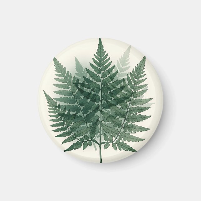 Imã Frondes de Samambaia Verde Elegantes Botânica  (Frente)
