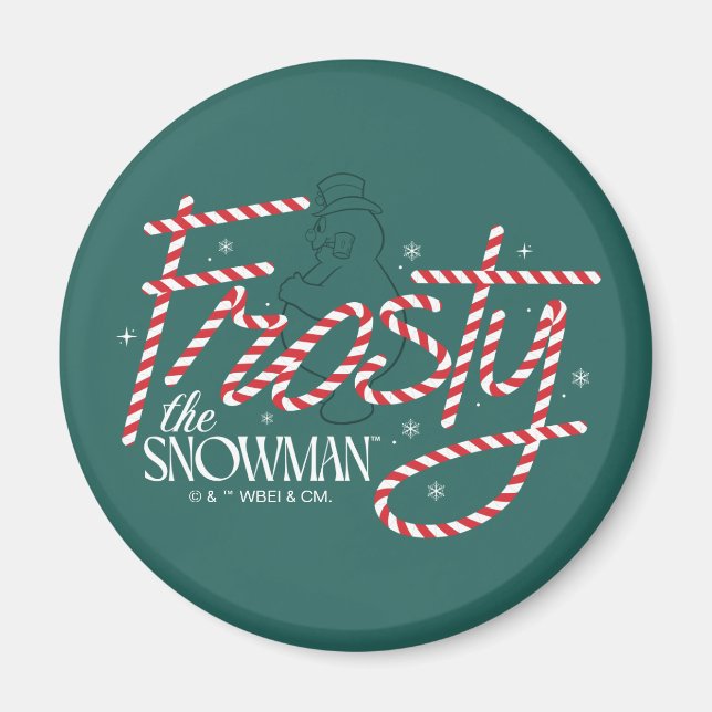 Imã Frosty the Snowman Candy Cane Logo (Frente)