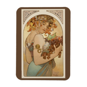 Ímã Fruta de Alphonse Mucha, Arte Novo Vintage
