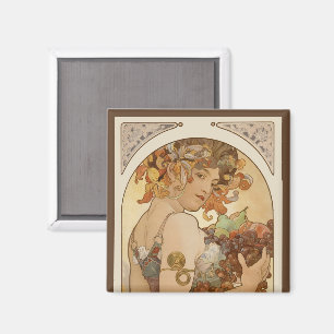 Imã Fruta de Alphonse Mucha, Arte Novo Vintage