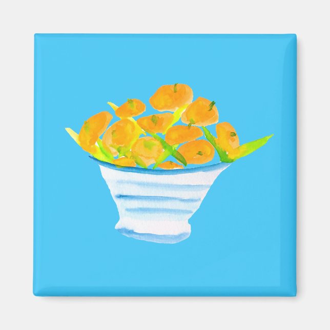 Imã Fruta de aquarela de kumquats laranja (Frente)