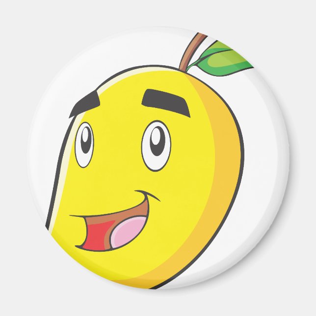 Imã Fruta de Mango Amarelo Feliz (Frente)