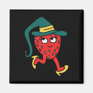Imã Fruta de Morango com Costume de Halloween Preguiço
