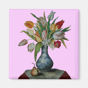 IMÃ FRUTAS E FLORES DA SEASON - TULIPS EM VASO AZUL
