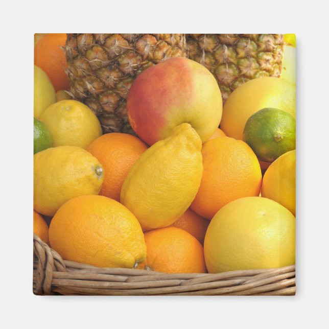 Imã Frutas tropicais em um cesto (Frente)