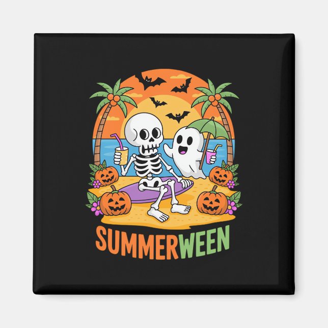 Imã Fu do Halloween de Summerwin Skeleton Ghost Beach (Frente)