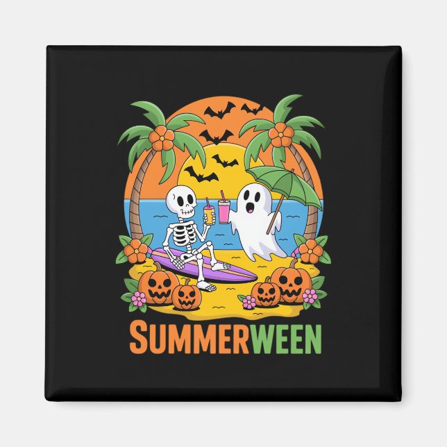 Imã Fu do Halloween de Summerwin Skeleton Ghost Beach (Frente)
