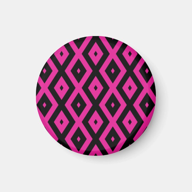 Imã Fuchsia e padrão de diamante preto (Frente)