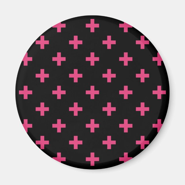Imã Fuchsia polka cruza a preto (Frente)