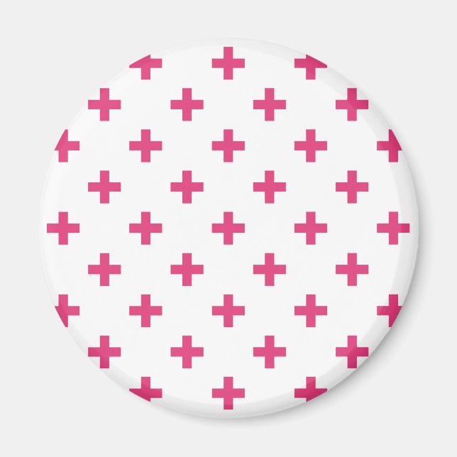 Imã Fuchsia polka cruza em branco (Frente)