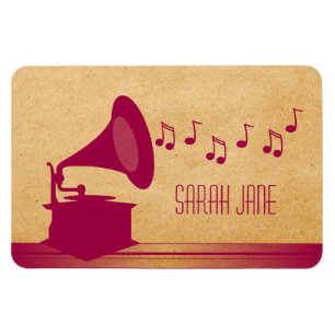 Ímã Fuchsia Vintage Gramophone Premium Magnet