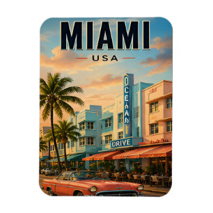 Ímã Fuga Costeira Colorida de Viagem para Miami Flórid