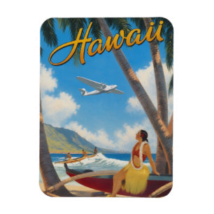 Ímã Fuga do Paraíso Vintage Havaiano Hula Girl Aloha