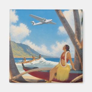 Imã Fuga do Paraíso Vintage Havaiano Hula Girl Aloha