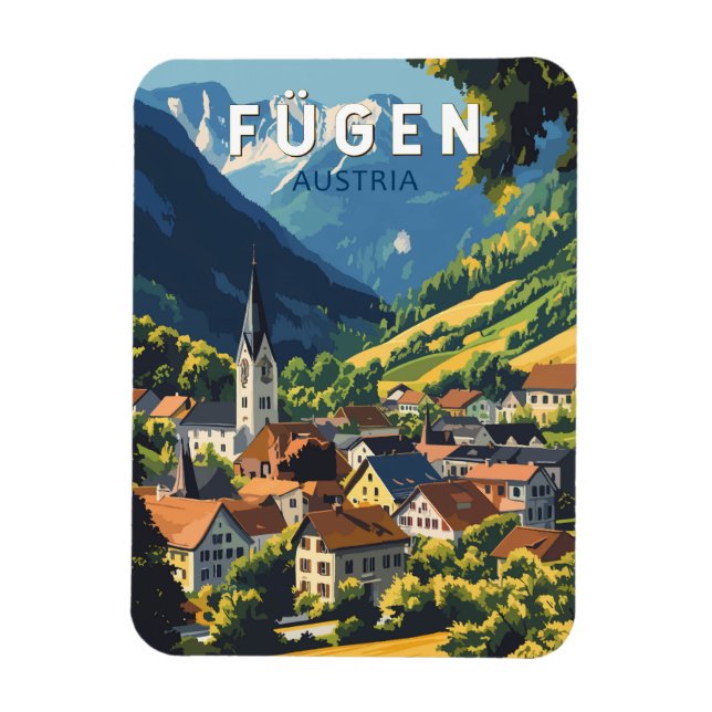 Ímã Fugen Austria Illustration Viagem Art Vintage (Vertical)