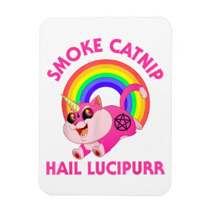 Ímã Fumar Catnip Saúdam Lucipurr, Gato Satanás Unicórn
