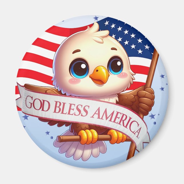 Imã Fun Bald Eagle Wildlife Bird Animal Graphic 🦅🇺🇸 (Frente)
