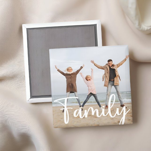 Imã Fun Family Photo Modern Cool Typography Magnet (Criador carregado)