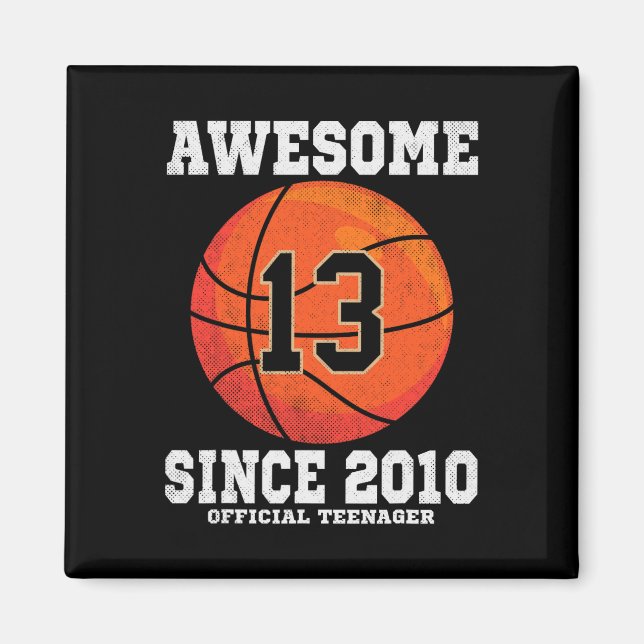 Imã Funcionário de 13 Birthday Bysketbyll Fan 13 Anos (Frente)