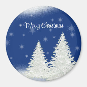 Imã Fundo Azul com Árvore de Natal