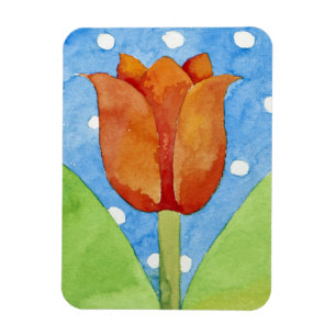Ímã Fundo branco azul 2013 do ponto da tulipa