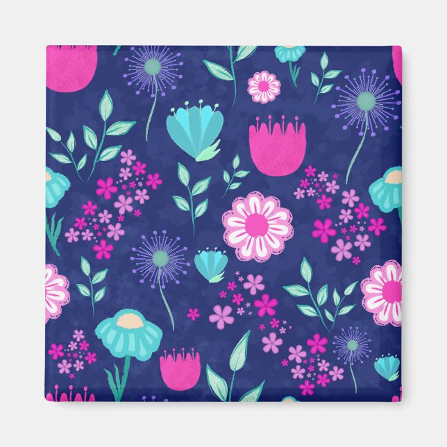 Imã Fundo com padrão floral fofo (Frente)