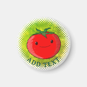 Imã Fundo de aquarela de tomate de desenho animado fof