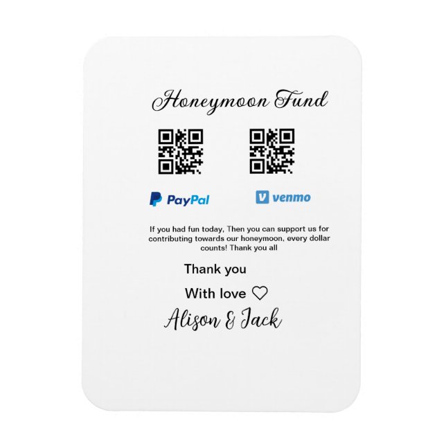 Ímã Fundo de lua de mel venomo paypal doação Q R casal (Vertical)