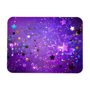 Ímã Fundo de papel alumínio roxo com estrelas