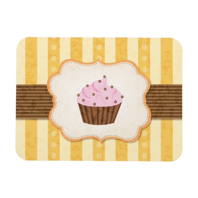 Ímã Fundo do Cupcake Vintage (Horizontal)