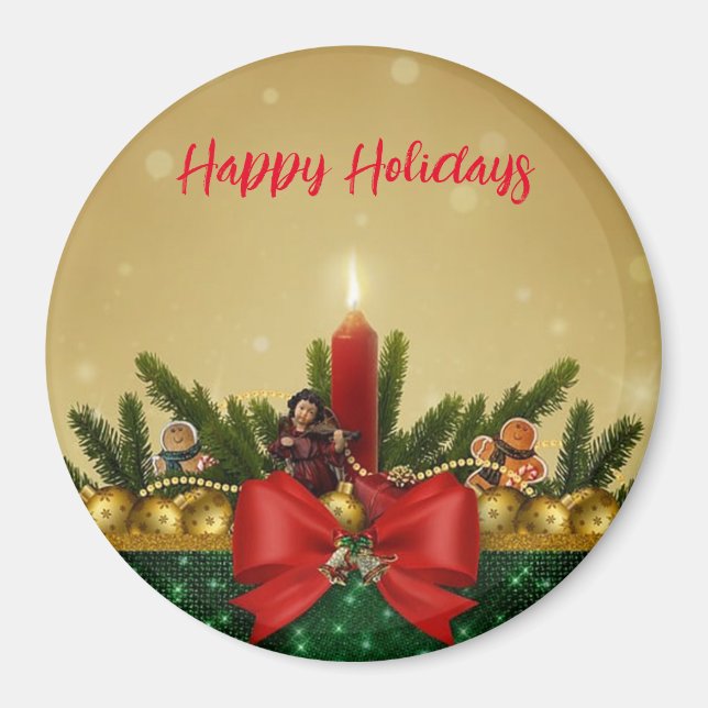 Imã Fundo Dourado com Árvore do Pino e Santo e Gordura (Frente)