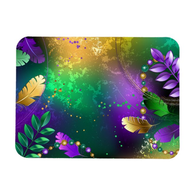 Ímã Fundo márdi iridescente com miçangas (Horizontal)