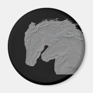 Imã Fundo preto gravado dos cavalos do olhar