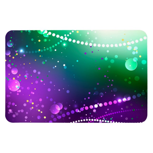Ímã Fundo Roxo Festivo do Mardi Gras (Horizontal)