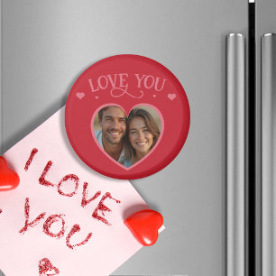 Imã Fundo Vermelho Romântico com Foto Personalizada