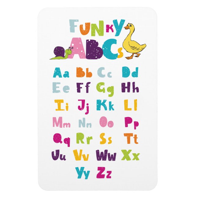 Ímã Funky ABC Pré-Ensino ABC Aprendizado ABC Arte ABC (Vertical)