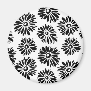Imã Funky Black e white floral