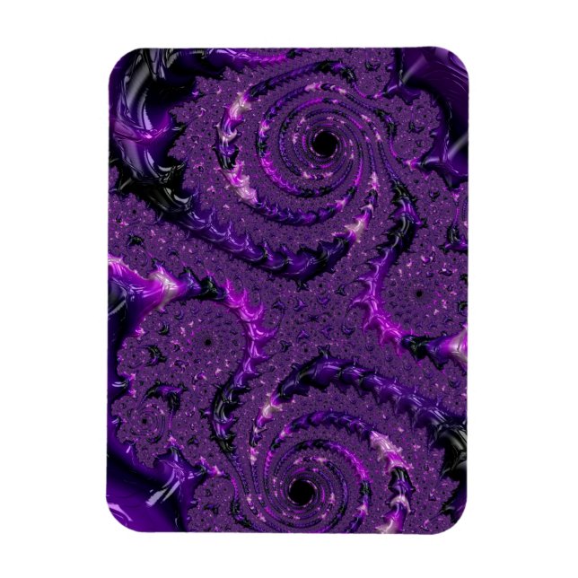 Ímã Funky Bold Boho Purple Digital Abstrato Fractal (Vertical)